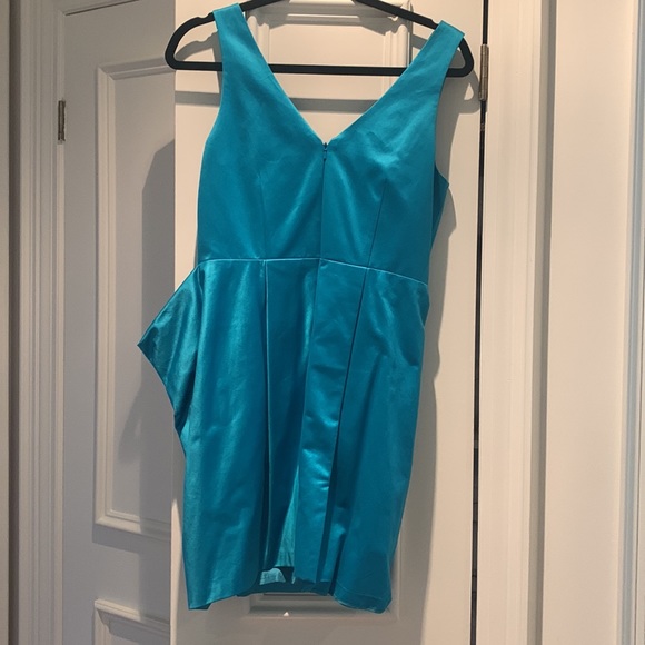 BCBG Maxazria Runway teal satin dress - Picture 2 of 6